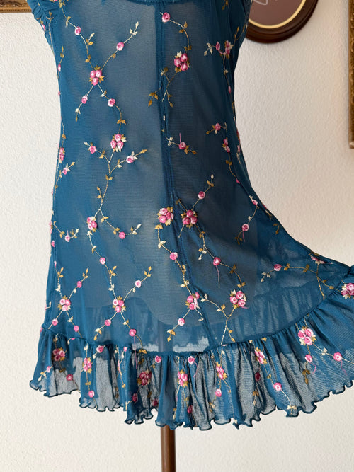 Embroidery Floral Blue Bustier Size M/80A/B