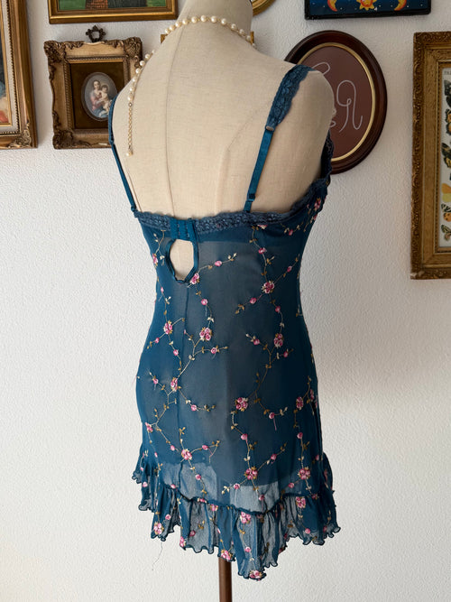Embroidery Floral Blue Bustier Size M/80A/B
