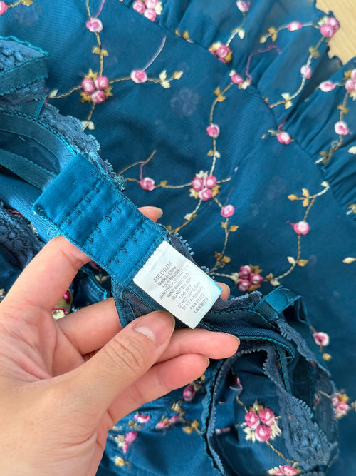 Embroidery Floral Blue Bustier Size M/80A/B