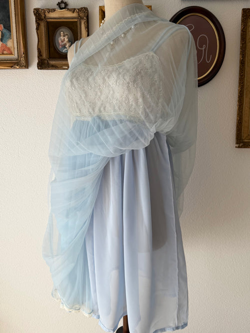 Fairy Blue Nylon Lace Babydoll Size M