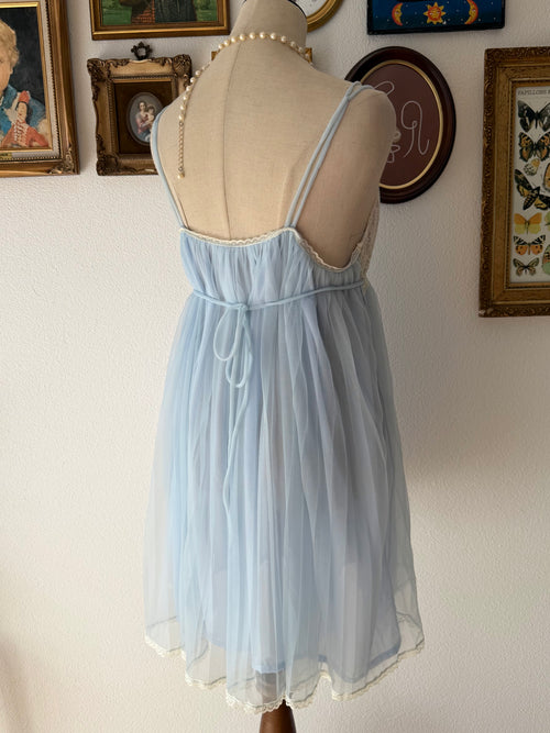 Fairy Blue Nylon Lace Babydoll Size M