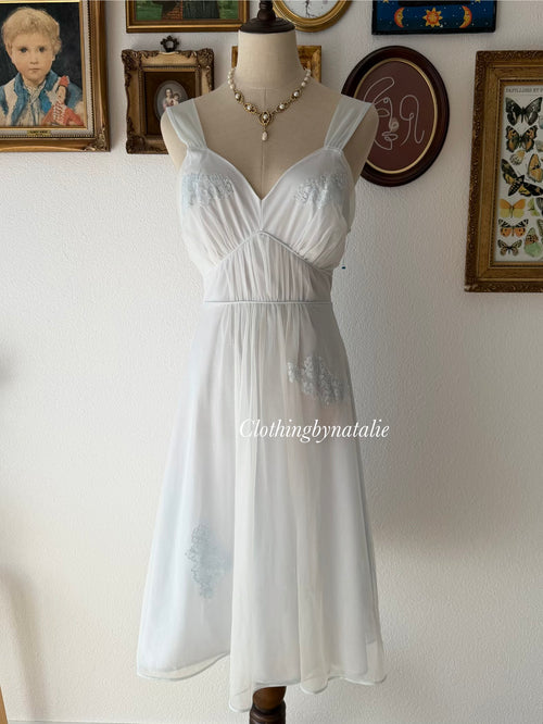 Harvey Woods Blue Nylon Nightgown Size M