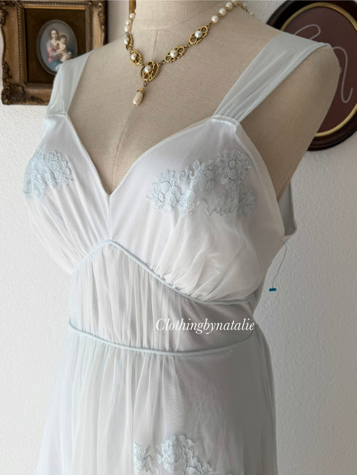 Harvey Woods Blue Nylon Nightgown Size M