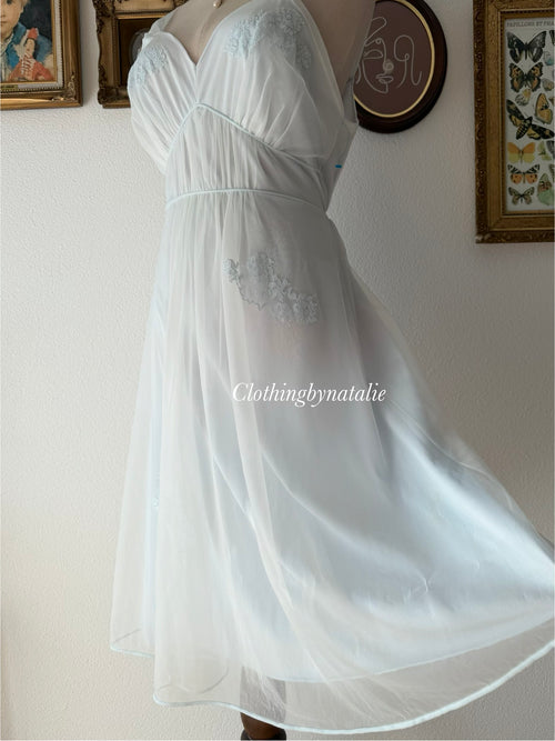 Harvey Woods Blue Nylon Nightgown Size M