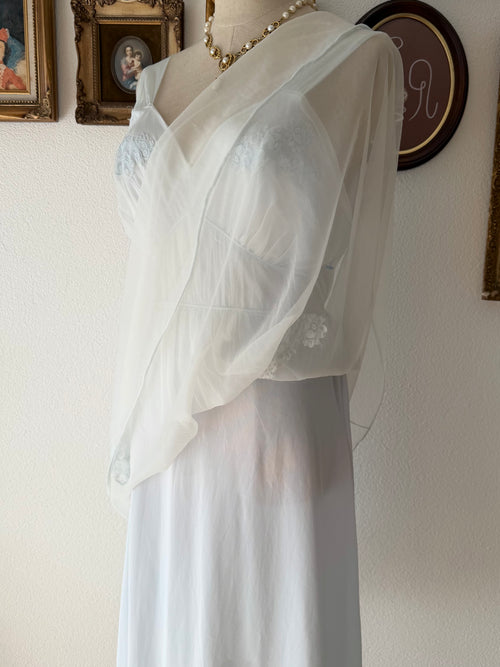 Harvey Woods Blue Nylon Nightgown Size M