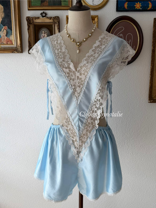 Vintage Blue Nylon Teddy Size S/M