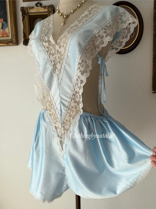 Vintage Blue Nylon Teddy Size S/M