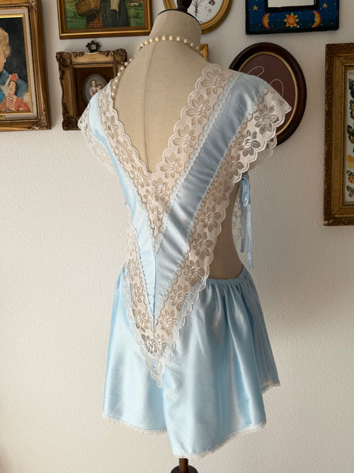 Vintage Blue Nylon Teddy Size S/M