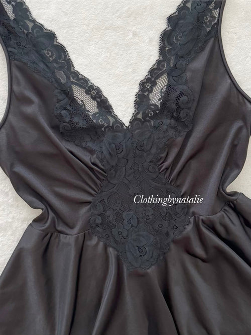 Vintage Black Nylon Mini Dress size M
