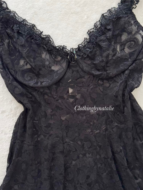 Private Luxury Black Lace Babydoll size M