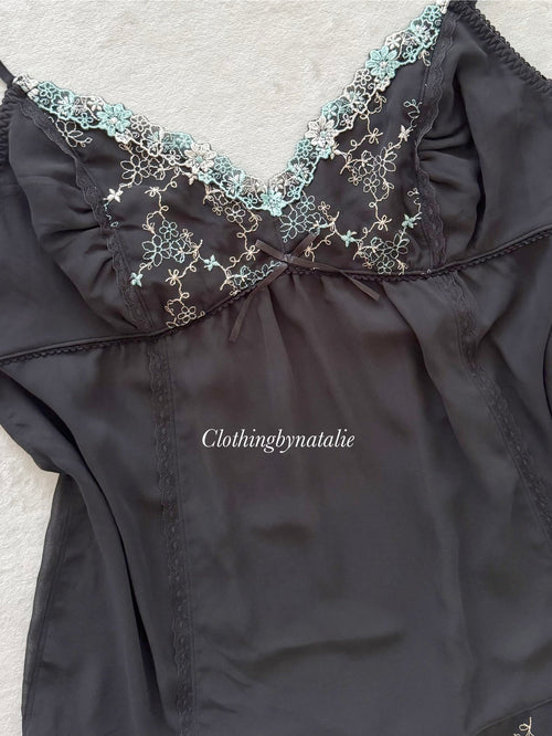 Black Blue Chiffon Cami size S/small M