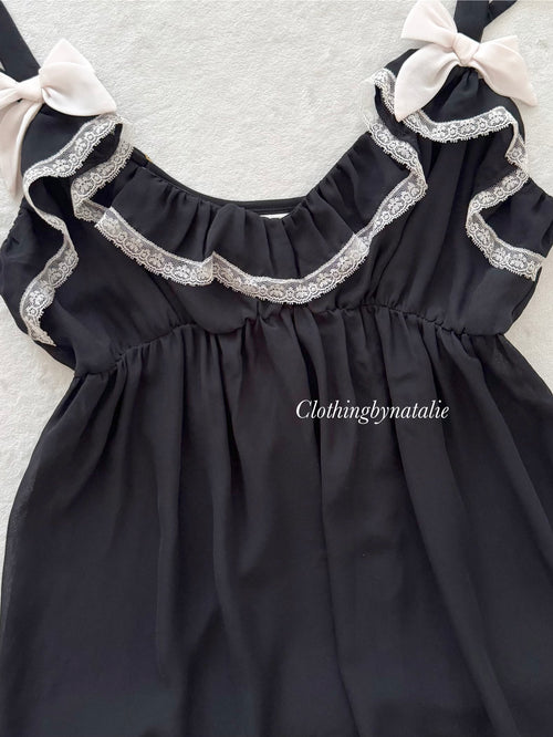 Flora Black Chiffon Babydoll size M