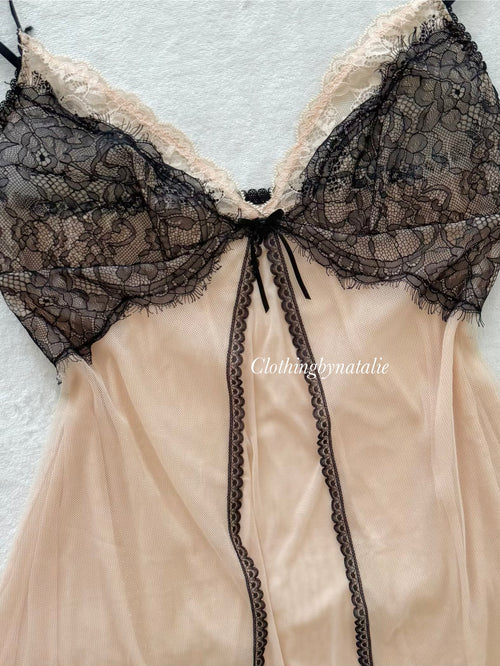 Black Orange Glitter Mesh Babydoll size S/small M