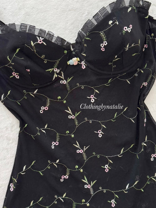 Black Floral Mesh Babydoll size M/cup C