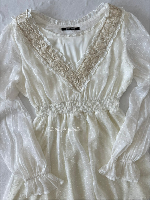 Coquette Cream Chiffon Dress (S)