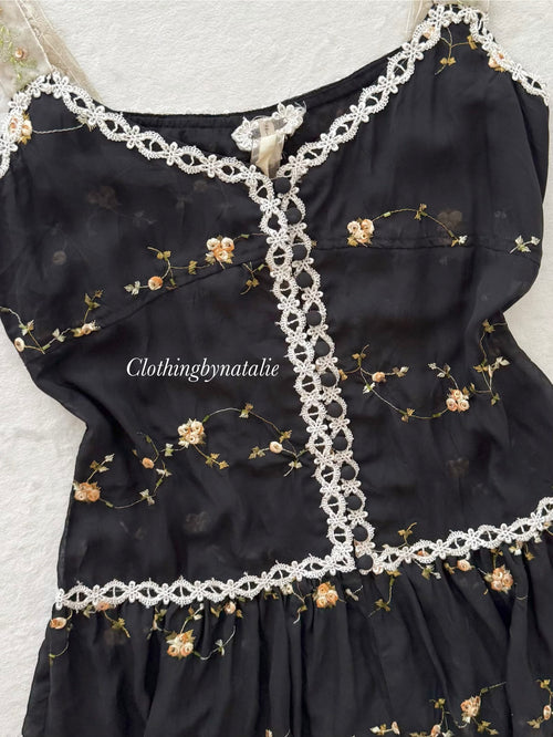 Whimsical Black Chiffon Babydoll size S
