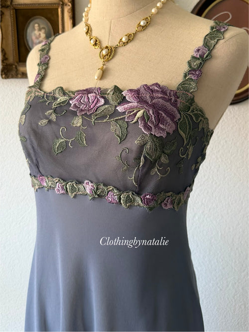 Wacoal Navy Chiffon Lace Slip Size S