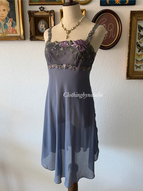 Wacoal Navy Chiffon Lace Slip Size S