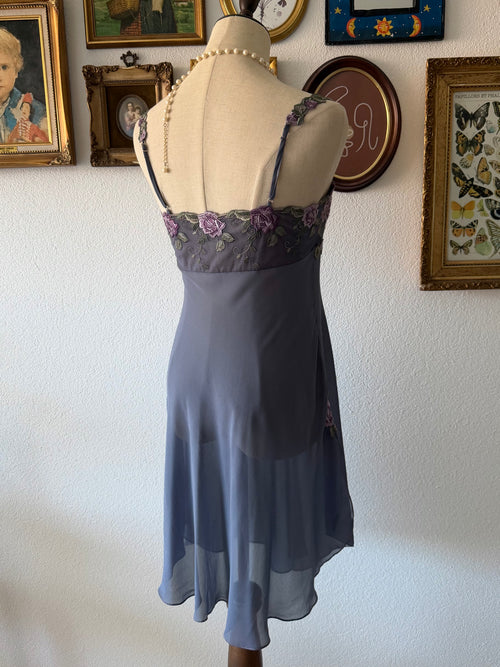 Wacoal Navy Chiffon Lace Slip Size S