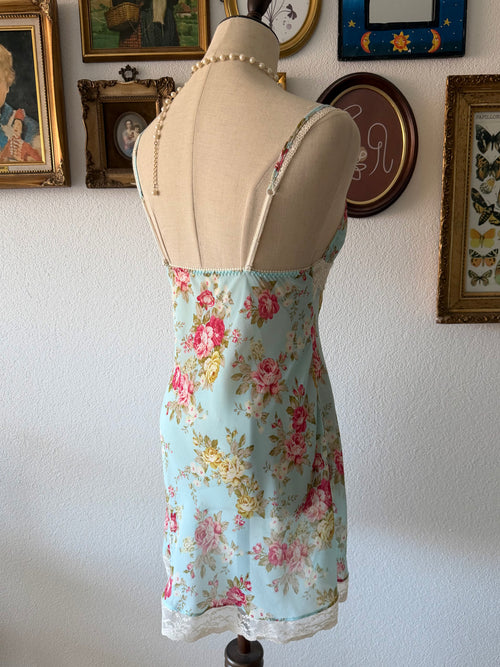 Floral Blue Chiffon Slip Size S