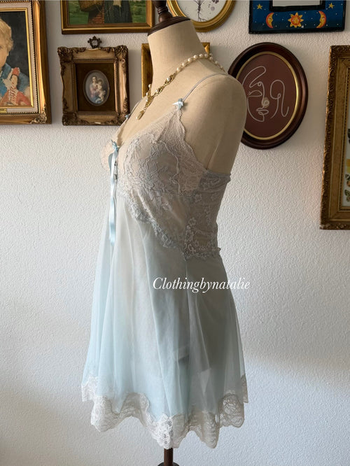 Fairy Blue Sheer Mesh Babydoll Size S