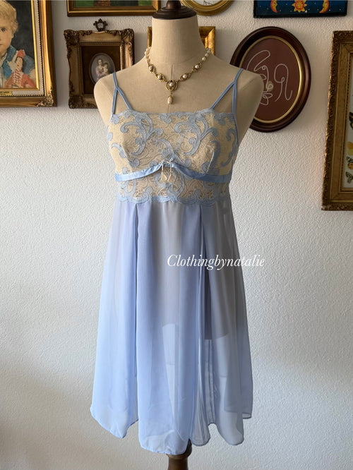 Sheer Blue Chiffon Babydoll Size S