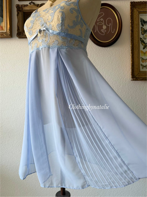 Sheer Blue Chiffon Babydoll Size S