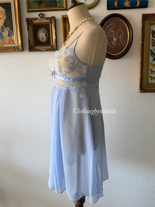 Sheer Blue Chiffon Babydoll Size S