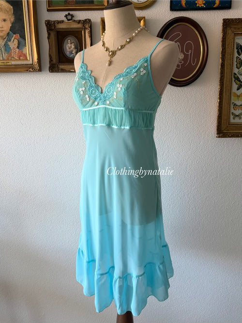 Blue Chiffon Slip Dress Size S