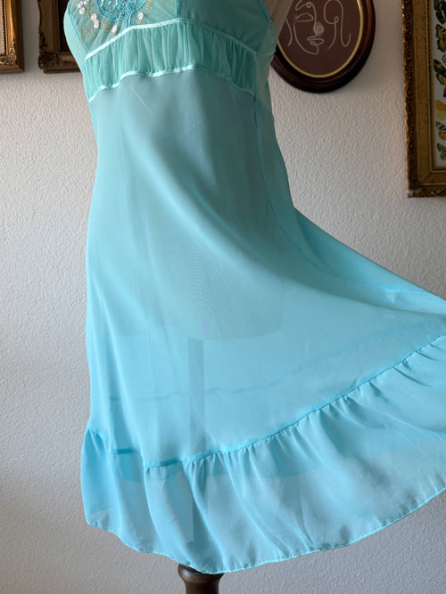 Blue Chiffon Slip Dress Size S