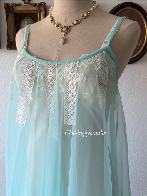 Soft Blue Nylon Babydoll Size S