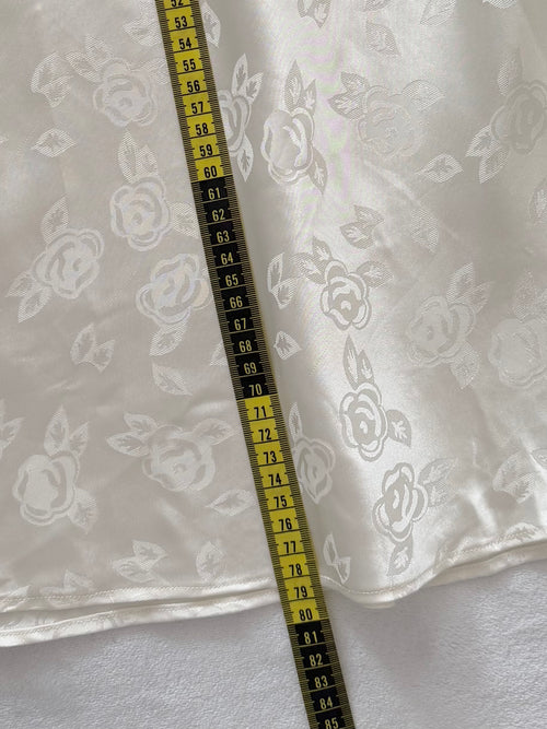 Delicates White Brocade Satin Slip Size M