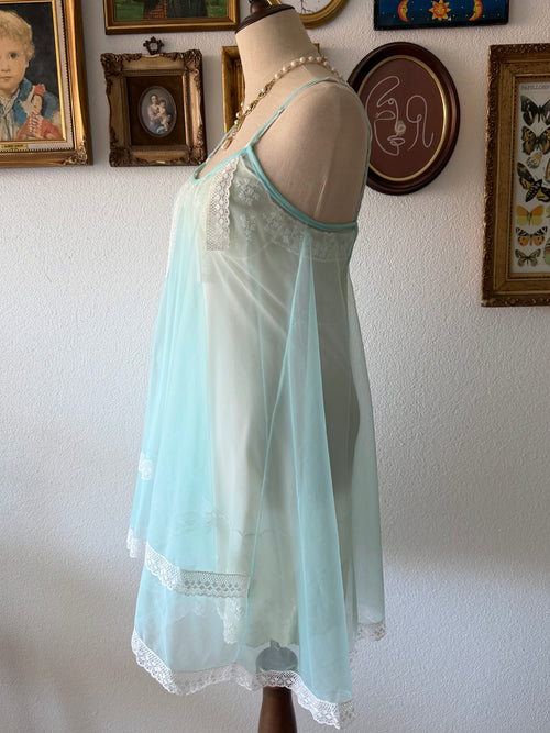 Soft Blue Nylon Babydoll Size S