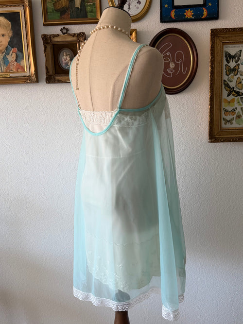 Soft Blue Nylon Babydoll Size S