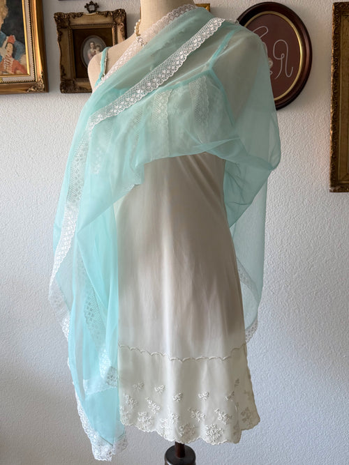 Soft Blue Nylon Babydoll Size S