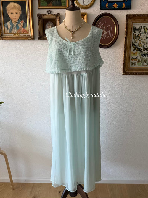 Vintage Blue Nylon Nightgown Size L