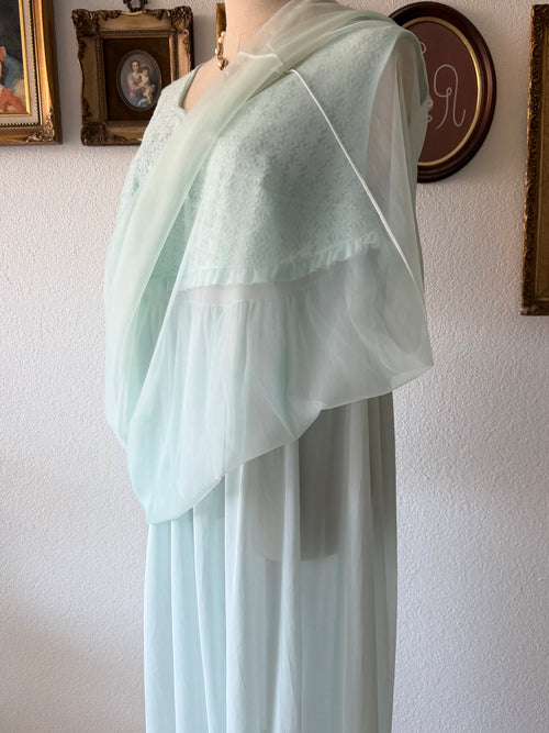 Vintage Blue Nylon Nightgown Size L