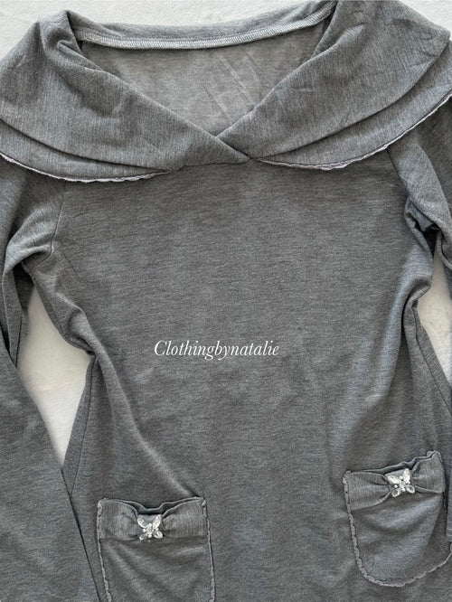 Grey Cotton Jersey Long Sleeve Dress Size S