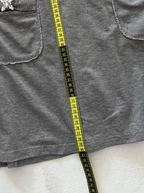 Grey Cotton Jersey Long Sleeve Dress Size S