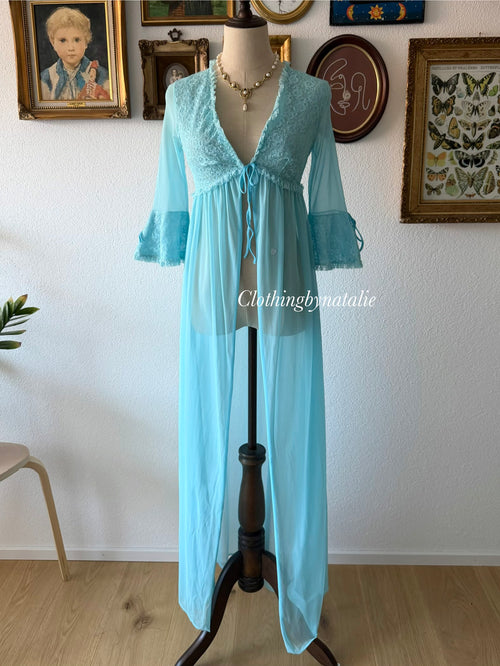 Vintage Blue Nylon Robe Size S