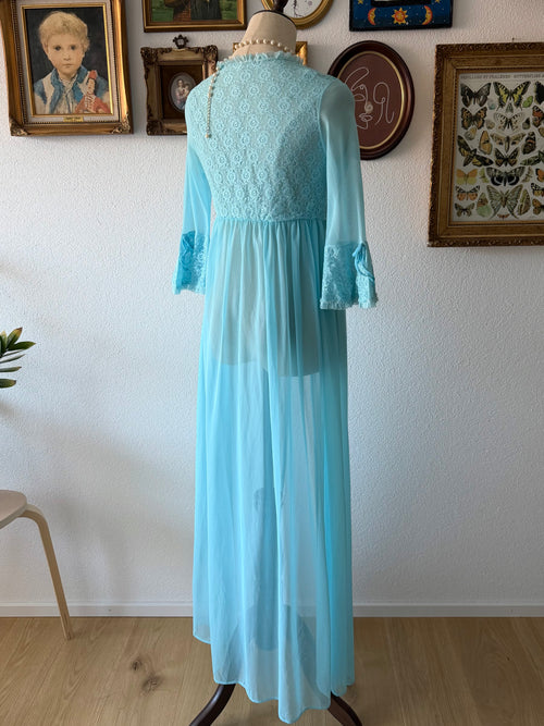 Vintage Blue Nylon Robe Size S