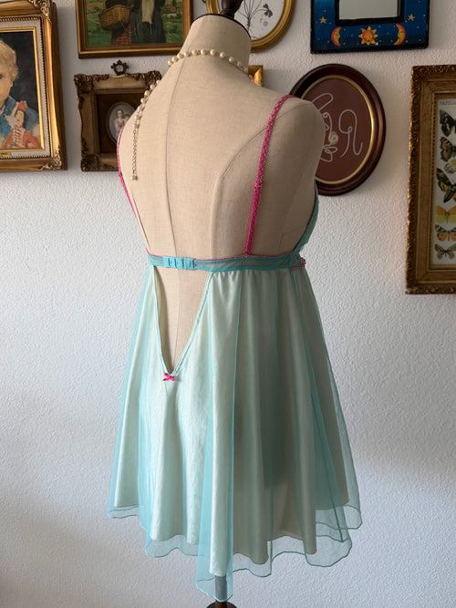 Soft Blue Nylon Babydoll Size S