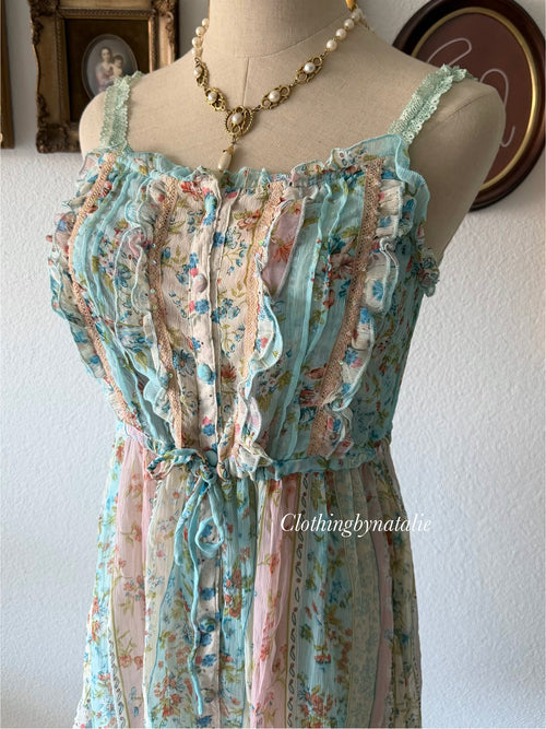 Whimsical Blue Chiffon Babydoll Size M