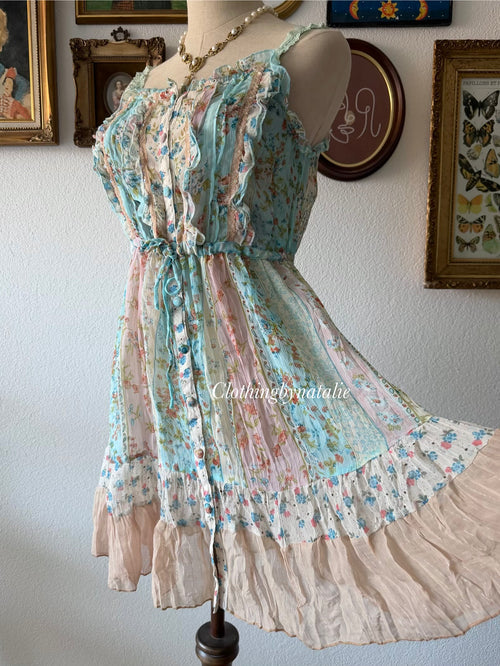 Whimsical Blue Chiffon Babydoll Size M
