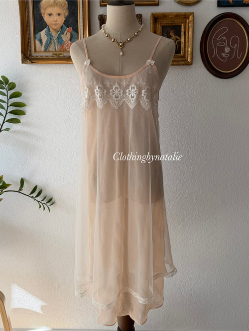 Coquette Orange Sheer Chiffon Slip Size M