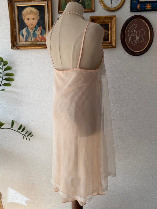 Coquette Orange Sheer Chiffon Slip Size M