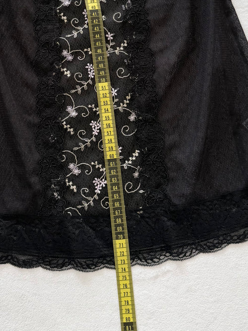 Embroidery Black Lace Slip Size S