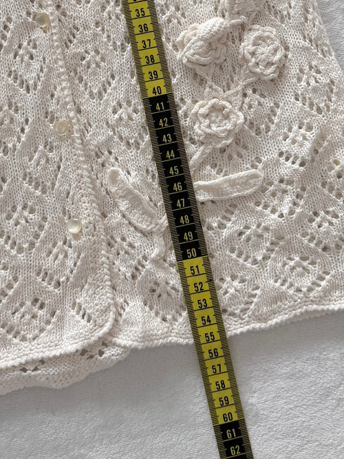 Cream Knit Short Cardigan Size S