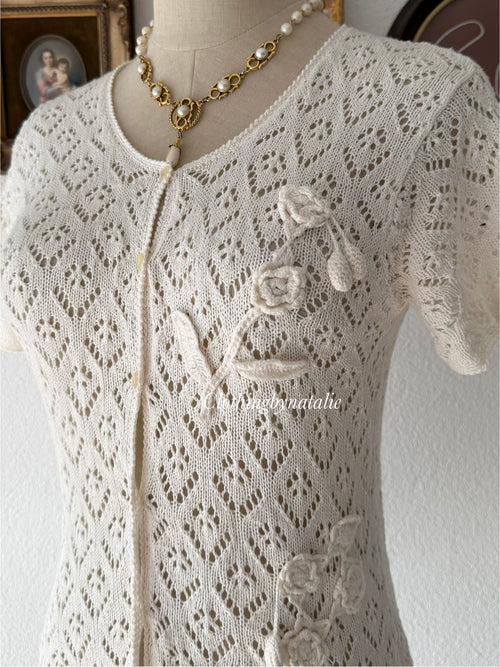 Cream Knit Short Cardigan Size S