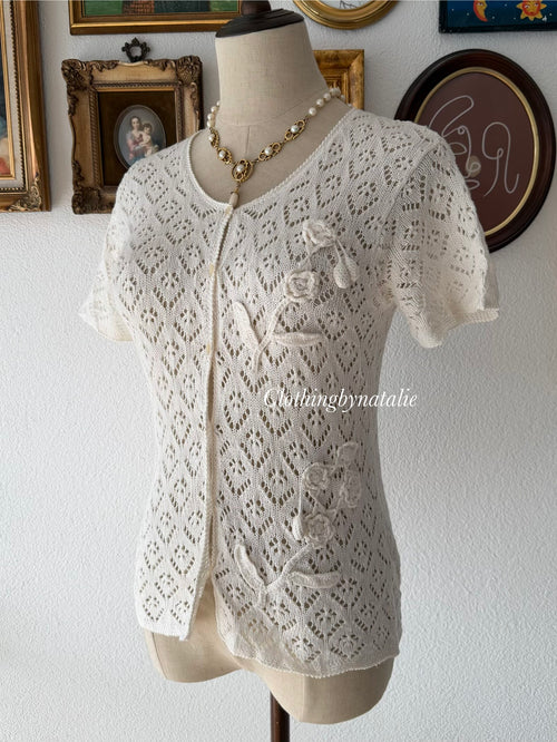 Cream Knit Short Cardigan Size S